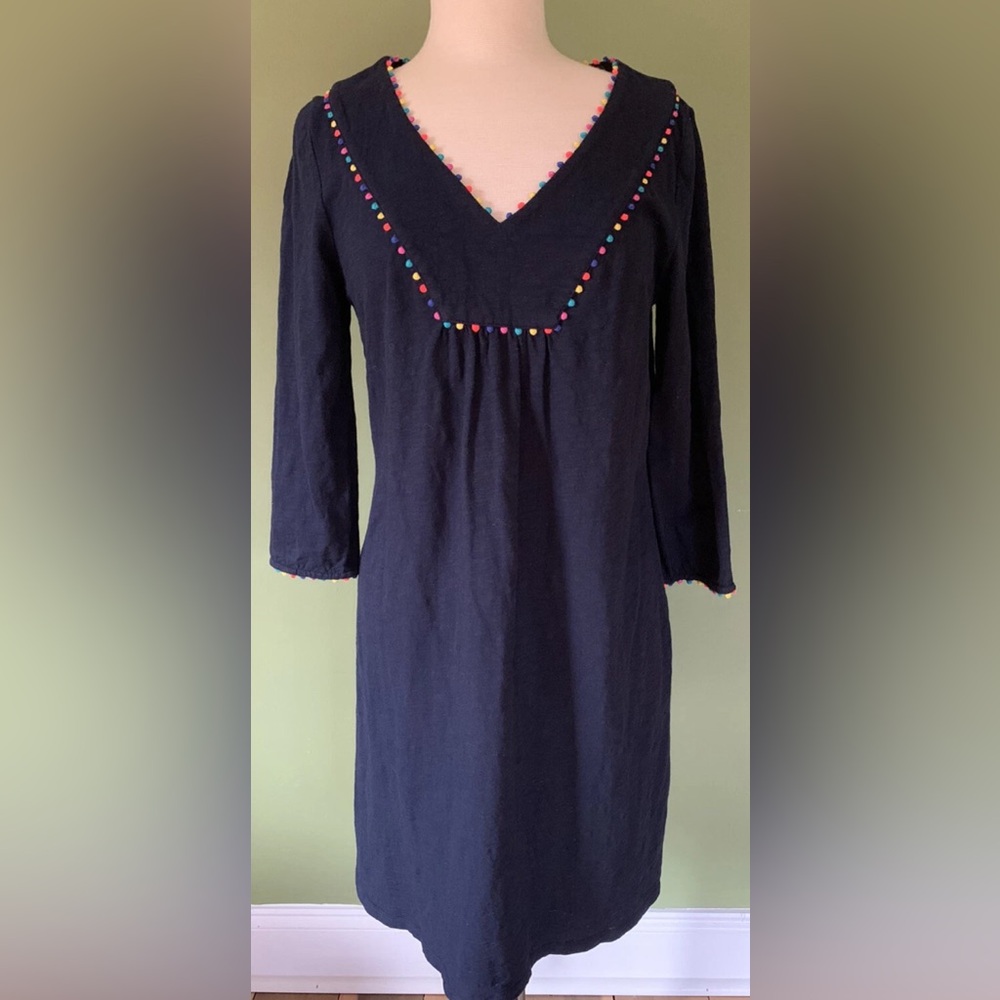 Boden Charlie Pom Pom Jersey Tunic Dress Navy SZ US 10 L UK 14 L